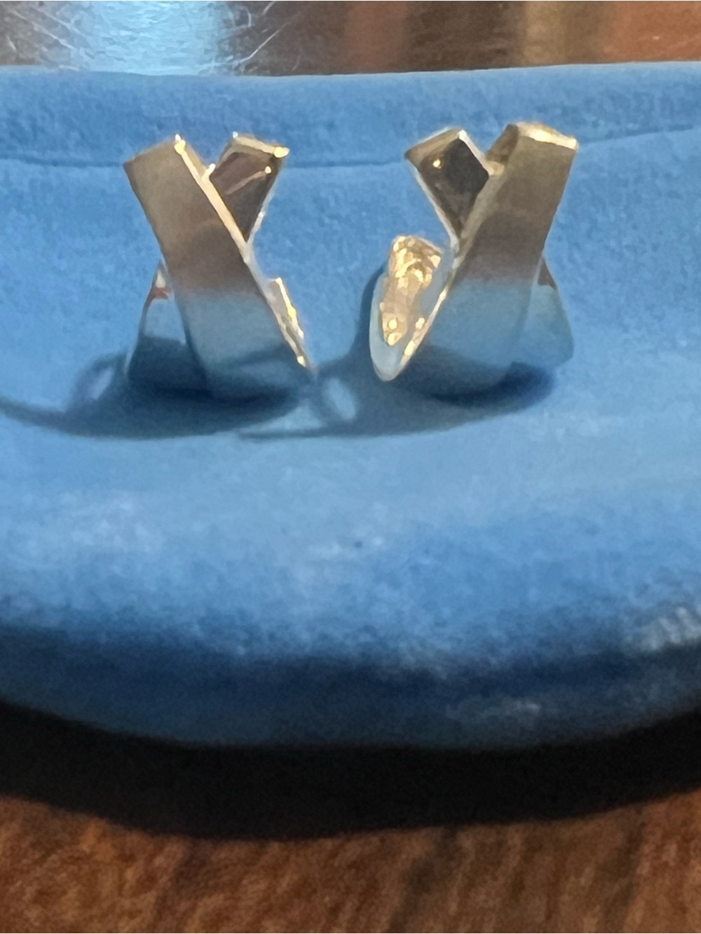 Silver 'X' Crossover Stud Earrings